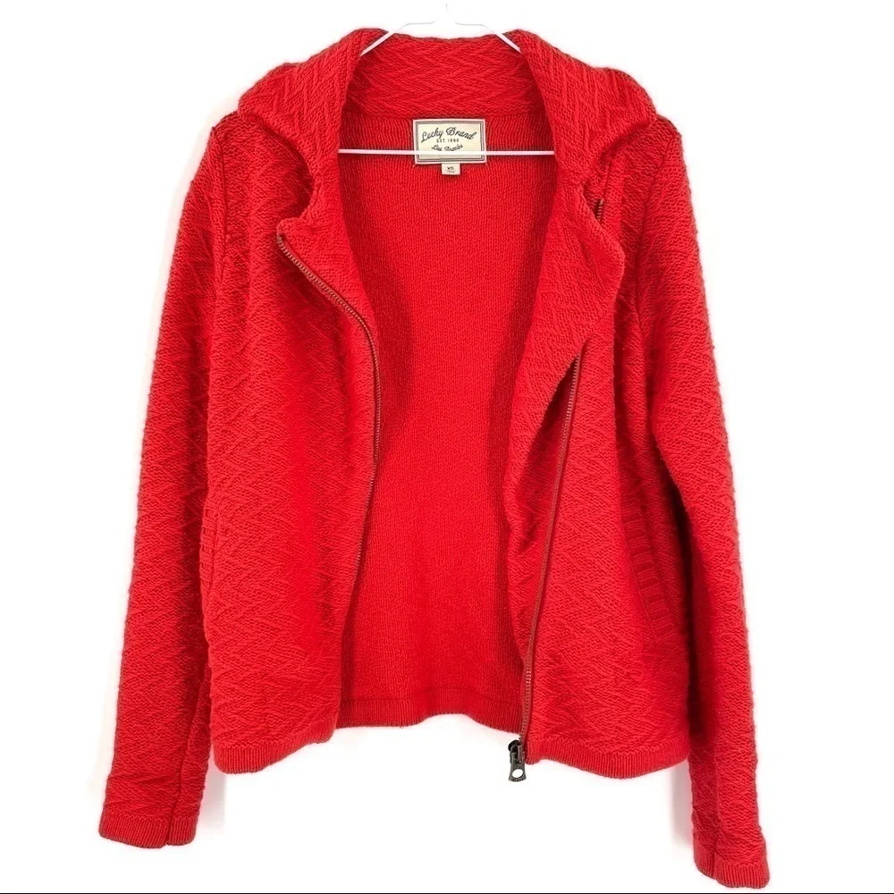 Lucky Brand Knit Asymetrical Zip Up Moto Style Jacket - Picture 5 of 9